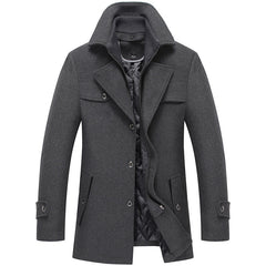 Men's Double Collar Cotton Thick Woolen Coat