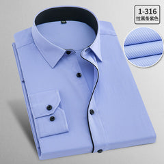 Men's Plus Size Business Formal Solid Color Long Sleeve Shirt
