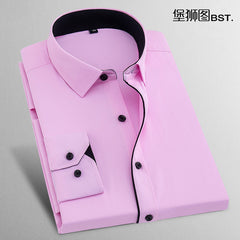 Men's Plus Size Business Formal Solid Color Long Sleeve Shirt
