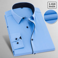 Men's Plus Size Business Formal Solid Color Long Sleeve Shirt