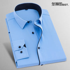 Men's Plus Size Business Formal Solid Color Long Sleeve Shirt