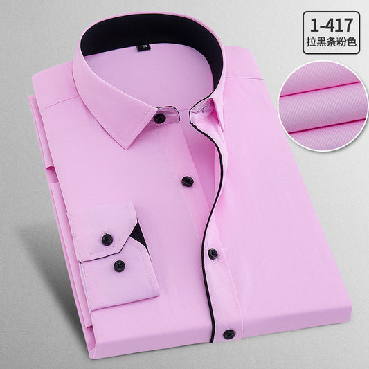 Men's Plus Size Business Formal Solid Color Long Sleeve Shirt