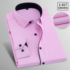 Men's Plus Size Business Formal Solid Color Long Sleeve Shirt
