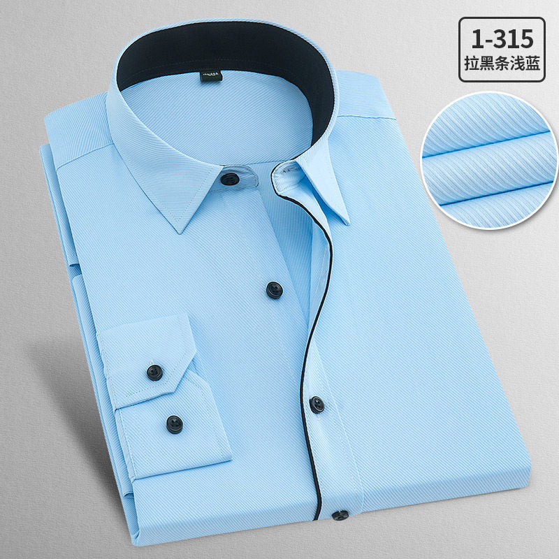 Men's Plus Size Business Formal Solid Color Long Sleeve Shirt