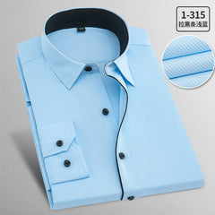 Men's Plus Size Business Formal Solid Color Long Sleeve Shirt