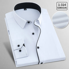 Men's Plus Size Business Formal Solid Color Long Sleeve Shirt