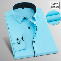 Men's Plus Size Business Formal Solid Color Long Sleeve Shirt