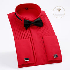 Solid Color French Cuff Button Shirt