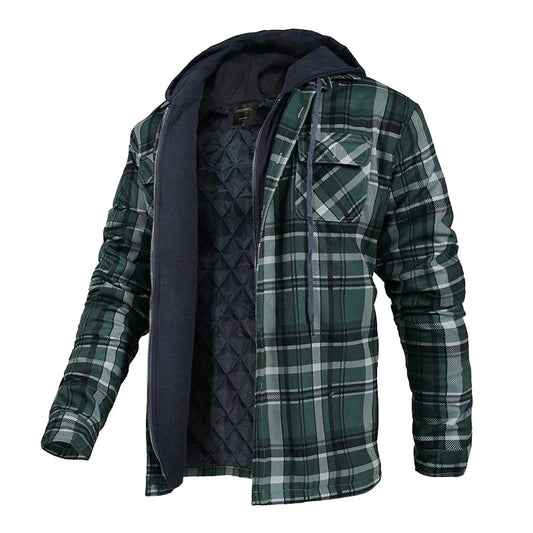 Checkered Hooded Casual Jacket
