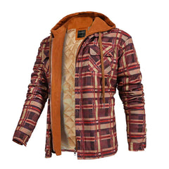 Checkered Hooded Casual Jacket