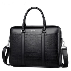 Men's Stylish Crocodile Pattern Large Capacity Business Handbag