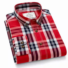 Pure cotton classic plaid British casual fashion shirt