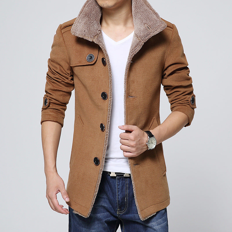 Men's Winter New Stand Collar Wool Jacket