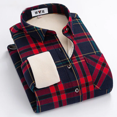 Plaid plus fleece shirt