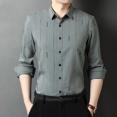 Men's Cotton Striped No Iron Wrinkle Resistant Shirt