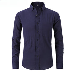 Men's Cotton and Linen Business Slim Shirt