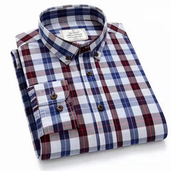 Pure cotton classic plaid British casual fashion shirt