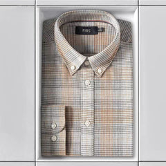 Men's business casual breathable houndstooth long sleeve shirt