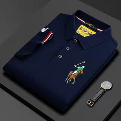 Embroidered Lapel Loose Polo Shirt (6 Colors)