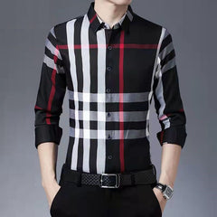 Long Sleeve Plaid Striped Shirt