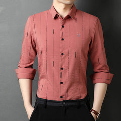 Men's Cotton Striped No Iron Wrinkle Resistant Shirt