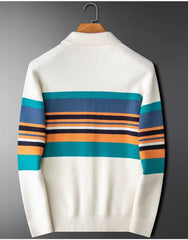 New Striped Lapel Cardigan