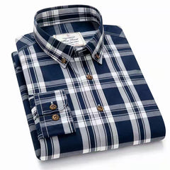 Pure cotton classic plaid British casual fashion shirt