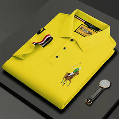 Embroidered Lapel Loose Polo Shirt (6 Colors)