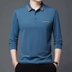 Long Solid Color Casual Business POLO Shirt