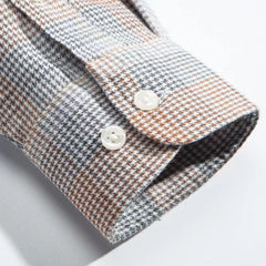 Men's business casual breathable houndstooth long sleeve shirt