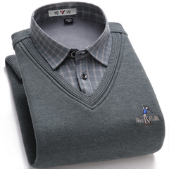 Sweater shirt fake two-piece suit