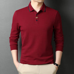 Autumn 100% cotton long-sleeved polo shirt