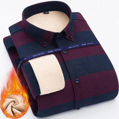 Classic striped plus velvet shirt