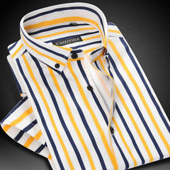 Cotton Business Casual Short-Sleeved Striped Shirt