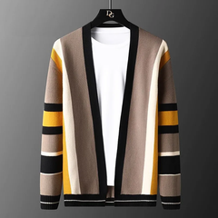 Winter long-sleeved striped cardigan sweater men