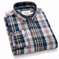 Pure cotton classic plaid British casual fashion shirt