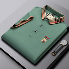 Men's Business Striped Lapel Polo Shirt