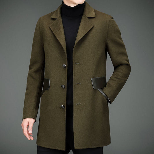 Men's double-sided woolen leather thermal coat