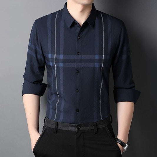 Men's Cotton Striped No Iron Wrinkle Resistant Shirt