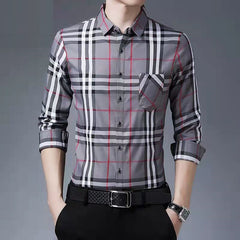 Long Sleeve Plaid Striped Shirt