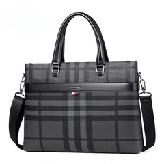 Men's Waterproof and Scratch-proof Large-capacity Plaid Business Briefcase