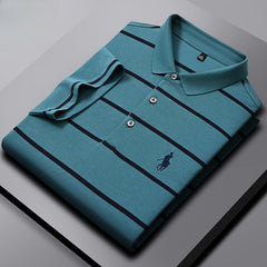 2024 Breathable Lapel Embroidered Striped POLO Shirt