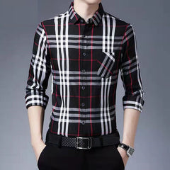 Long Sleeve Plaid Striped Shirt