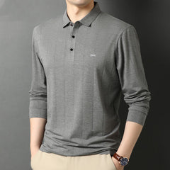 Men's business casual striped polo shirt