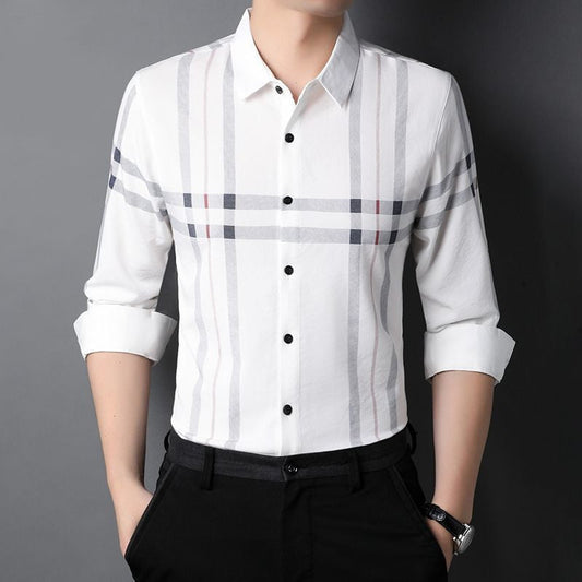 Men's Cotton Striped No Iron Wrinkle Resistant Shirt