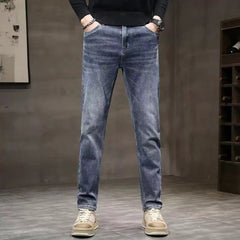 Straight-leg casual stretch-denim jeans