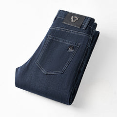 Men's Thickened Warm Business Casual Loose Straight High Waist Jeans