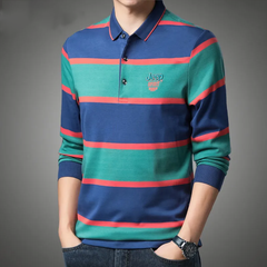 Winter Long Sleeve Striped Fashion Polo Men