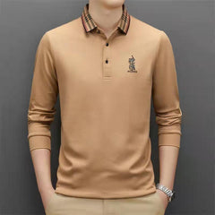 Long casual embroidered polo shirt
