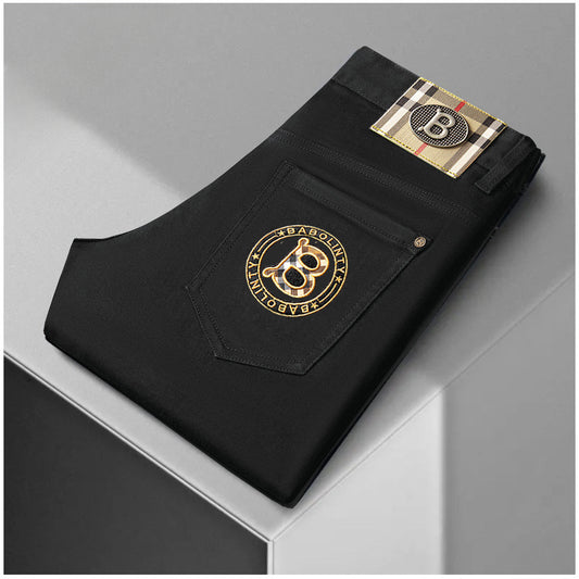 Men's Fashionable High-end Letter Embroidered Stretch Jeans